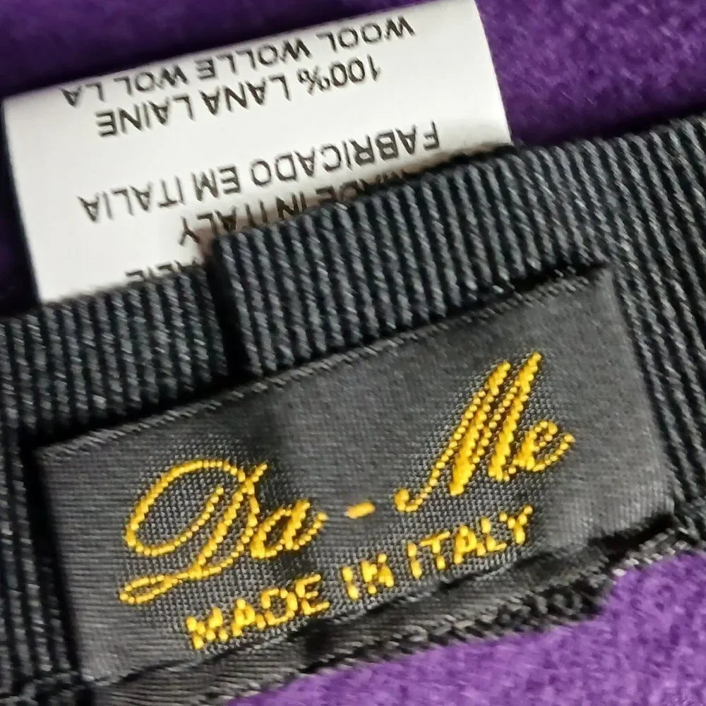 Vintage Da-Me Made in Italy Women's Purple Black Wool Pillbox Hat - Picture 4 of 11